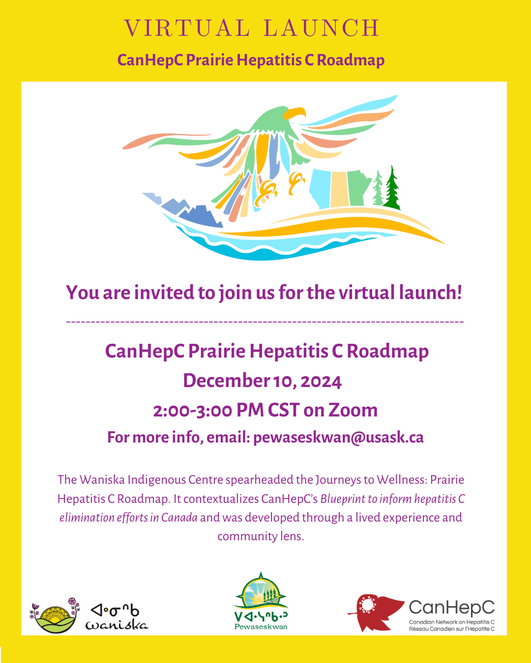 Poster for the virtual lunch dedicated to CanHepC Prairie Hepatitis C Roadmap
