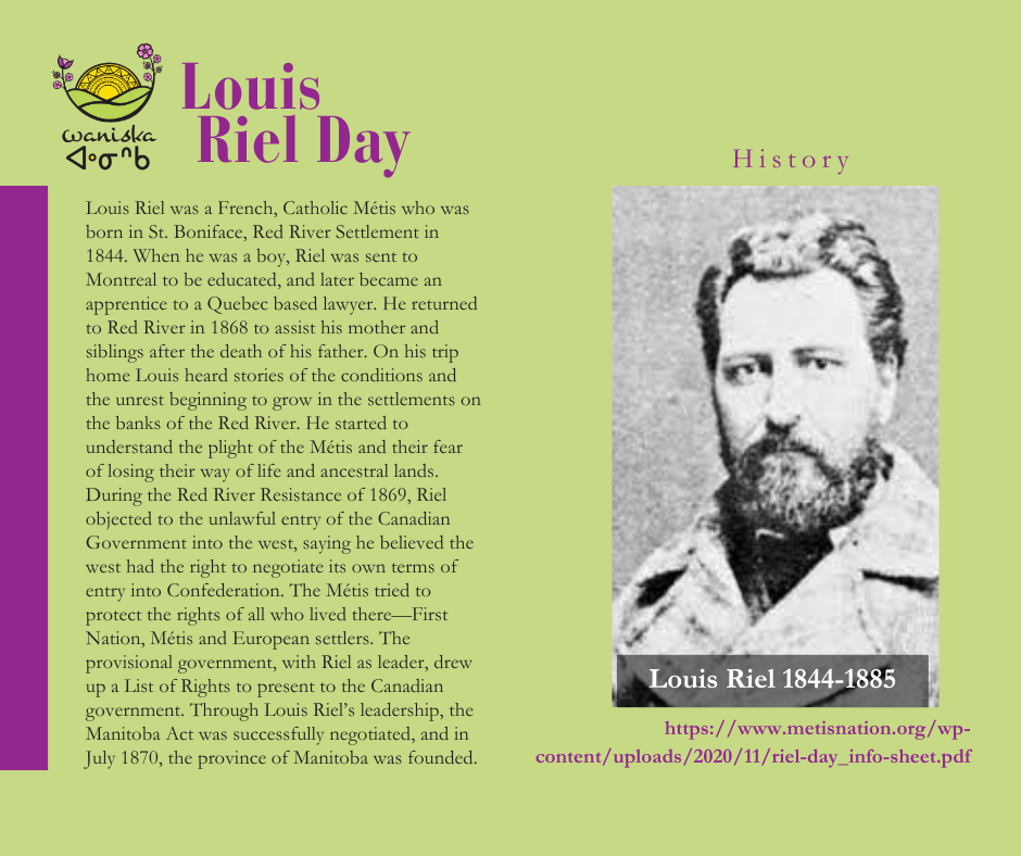 Poster about Louis Riel Day